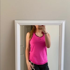 pink and burgundy under armour tank top.
